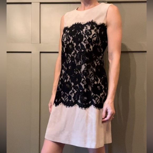 Calvin Klein Lace & Faux Suede Microsuede Dress Sleeveless Career Dress Size 4 - Picture 3 of 14
